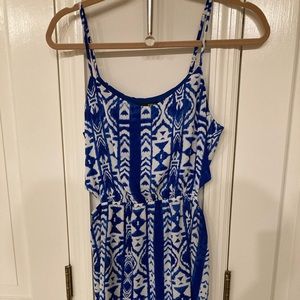 Blue and white print summer dress size small